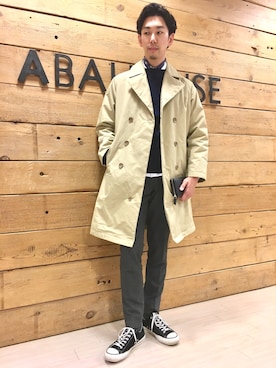 「abahouse」｜「アイテム（トレンチコート）」を使った、ONDAさん（メンズ・183cm）の冬コーディネート