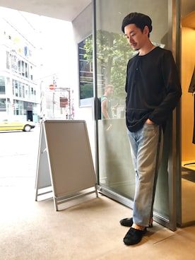 「mythography（ミソグラフィー）のアイテム」を使った、ONDAさん（メンズ・183cm）の夏コーディネート