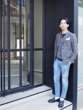 「※RECENCY OF MINE（リーセンシィ オブ マイン）のアイテム」を使った、ONDAさん（メンズ・183cm）の秋コーディネート