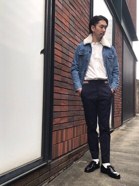 「原宿」｜「アイテム（デニムジャケット）」を使った、ONDAさん（メンズ・183cm）の秋コーディネート
