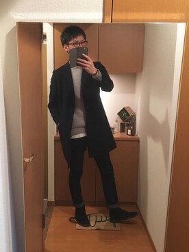 「ハイカット」｜「アイテム（チェスターコート）」を使った、tanさん（メンズ・177cm）の冬コーディネート