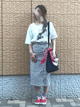 「ストライプスカート」｜「アイテム（財布/小物）」を使った、ichigo 🍓さん（レディース・153cm）の秋コーディネート