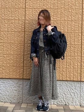「小花柄ワンピース」｜「アイテム（ジャケット/アウター）」を使った、ichigo 🍓さん（レディース・153cm）の冬コーディネート