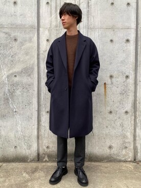 「green label relaxing（グリーンレーベルリラクシング）のアイテム（チェスターコート）」を使った、morita_tさん（メンズ・177cm）の秋コーディネート