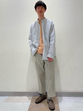 「アイテム（モカシン/デッキシューズ、グリーン系）」を使った、morita_tさん（メンズ・177cm）の冬コーディネート