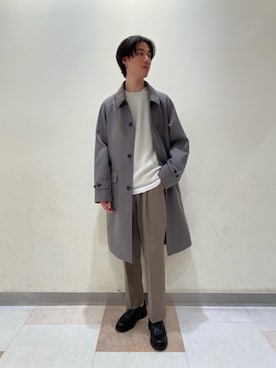 「green label relaxing（グリーンレーベルリラクシング）のアイテム（ステンカラーコート）」を使った、morita_tさん（メンズ・177cm）の秋コーディネート