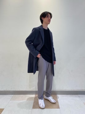 「green label relaxing（グリーンレーベルリラクシング）のアイテム（チェスターコート）」を使った、morita_tさん（メンズ・177cm）の秋コーディネート