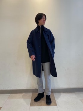 「green label relaxing（グリーンレーベルリラクシング）のアイテム（ステンカラーコート）」を使った、morita_tさん（メンズ・177cm）の秋コーディネート