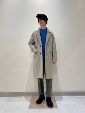 「green label relaxing（グリーンレーベルリラクシング）のアイテム（チェスターコート）」を使った、morita_tさん（メンズ・177cm）の冬コーディネート