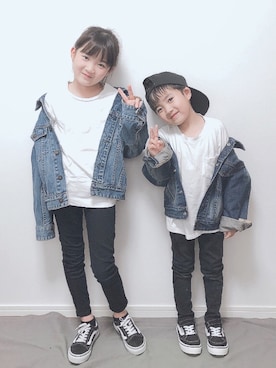 「ラブアンドピース2020」｜「アイテム（デニムジャケット）」を使った、M&Kさん（キッズ・110cm）の秋コーディネート