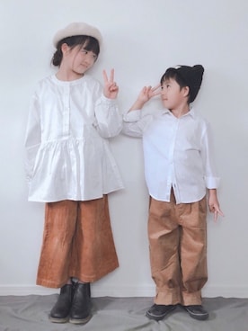 「アイテム（ブーツ）」を使った、M&Kさん（キッズ・110cm）の秋コーディネート