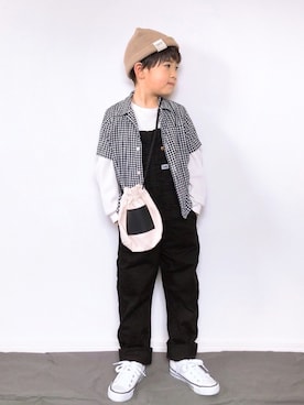 「春めきシューズ」｜「アイテム（サロペット/オーバーオール）」を使った、M&Kさん（キッズ・110cm）の春コーディネート