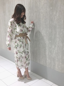 「MERCURYDUO（マーキュリーデュオ）のアイテム（シャツワンピース）」を使った、和田ありささん（レディース・153cm）の冬コーディネート