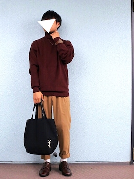 「Yves Saint Laurent（イヴサンローラン）のアイテム（バッグ）」を使った、SHUNさん（メンズ・163cm）の秋コーディネート