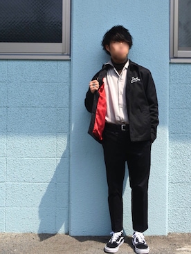 「VANS（バンズ）のVANS ヴァンズ OLD SKOOL オールドスクール VN0A38G1QSU SCARAB/T.WHT（スニーカー）」を使った、SHUNさん（メンズ・163cm）の春コーディネート