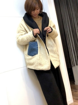 「DIESEL（ディーゼル）のアイテム（その他アウター）」を使った、rimoさん（レディース・153cm）の冬コーディネート