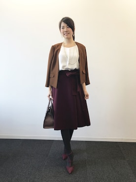 「オフィス」｜「アイテム（ノーカラージャケット）」を使った、NATURALBEAUTYさん（レディース・168cm）の夏コーディネート