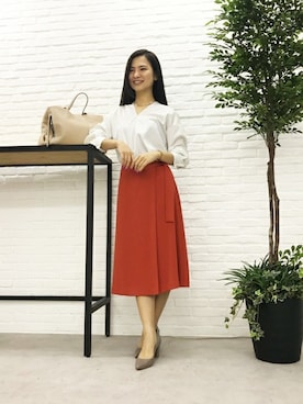 「アイテム（スカート、オレンジ系）」を使った、NATURALBEAUTYさん（レディース・160cm）の春コーディネート