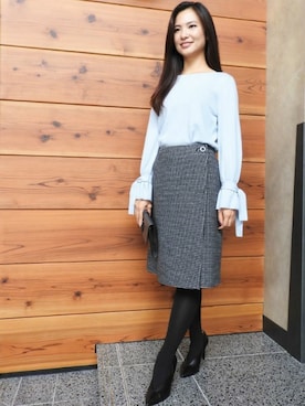 「アイテム（クラッチバッグ、グレー系）」を使った、NATURALBEAUTYさん（レディース・160cm）の秋コーディネート