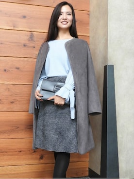 「アイテム（クラッチバッグ、グレー系）」を使った、NATURALBEAUTYさん（レディース・160cm）の秋コーディネート