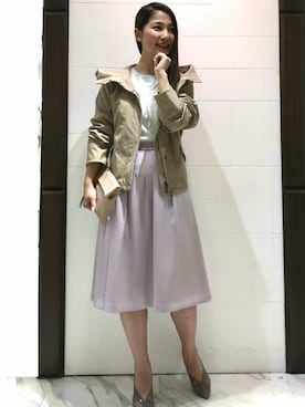 「デイリーカジュアル」｜「アイテム（マウンテンパーカー）」を使った、NATURALBEAUTYさん（レディース・154cm）の春コーディネート