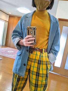 「古着女子」｜「アイテム（デニムジャケット）」を使った、さくはなさん（レディース・159cm）の春コーディネート