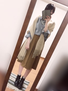 「ポニーテール」｜「アイテム（ブーティ）」を使った、working-poor-mai*さん（レディース・163cm）の冬コーディネート