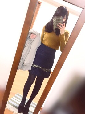 「リブタートルネック」｜「アイテム（アクセサリー）」を使った、working-poor-mai*さん（レディース・163cm）の冬コーディネート