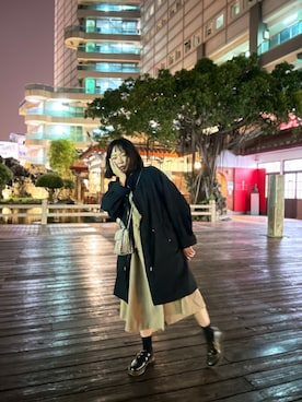 「plain-me（プレインミー）のアイテム（ミリタリージャケット）」を使った、豆子さん（レディース・156cm）の秋コーディネート