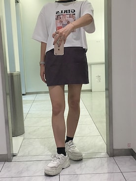 「PAPILLONNER（パピヨネ）のアイテム（トップス）」を使った、yuumiさん（レディース・158cm）の夏コーディネート