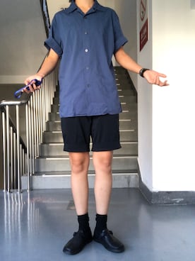 「Dr. Martens（ドクターマーチン）のアイテム（モカシン/デッキシューズ）」を使った、丁几何さん（メンズ・165cm）の夏コーディネート