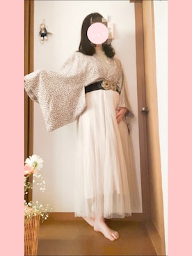 「アイテム（着物、ブラウン系）」を使った、ウランさん（レディース・160cm）の秋コーディネート