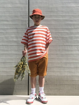 「こども ビームス（コドモビームス）のアイテム（帽子）」を使った、こども ビームスさん（キッズ・155cm）の春コーディネート