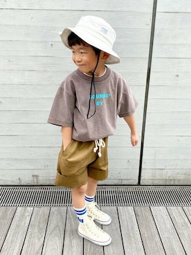「こども ビームス（コドモビームス）のアイテム（帽子）」を使った、こども ビームスさん（キッズ・115cm）の春コーディネート