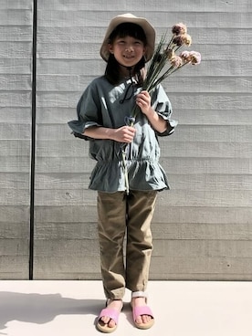 「こども ビームス（コドモビームス）のアイテム（帽子）」を使った、こども ビームスさん（キッズ・130cm）の春コーディネート