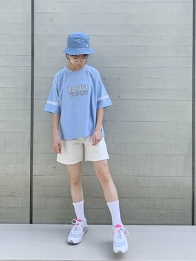 「こども ビームス（コドモビームス）のアイテム（帽子）」を使った、こども ビームスさん（キッズ・149cm）の夏コーディネート