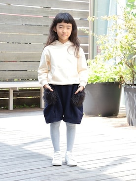 「こども ビームス（コドモビームス）のアイテム（パーカー）」を使った、こども ビームスさん（キッズ・120cm）の秋コーディネート