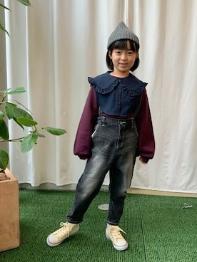 「こども ビームス（コドモビームス）のアイテム（スウェット）」を使った、こども ビームスさん（キッズ・122cm）の秋コーディネート