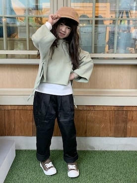 「こども ビームス（コドモビームス）のアイテム（スウェット）」を使った、こども ビームスさん（キッズ・125cm）の冬コーディネート