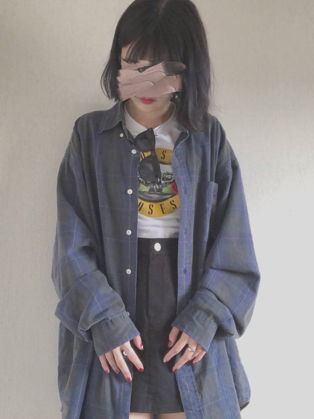 「秋服準備はじめました、秋服、お洒落さんとつながりたい、ビッグシルエット、古着、古着MIX、ストリート、おしゃれさんと繋がりたい、チェックシャツ、used」｜「POLO RALPH LAURENのアイテム（シャツ/ブラウス、ブルー系）」を使った、SUZUさん（レディース・160cm）の秋コーディネートの1枚目の写真
