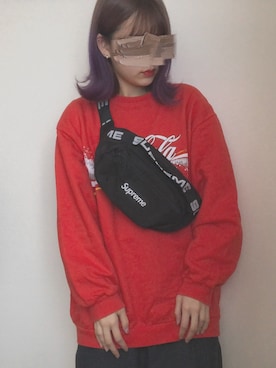 「Coca Cola（コカコーラ）のアイテム（スウェット）」を使った、SUZUさん（レディース・159cm）の冬コーディネート
