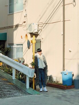 「my beautiful landlet（マイビューティフルランドレット）のアイテム（その他アウター）」を使った、atuoさん（メンズ・175cm）の春コーディネート