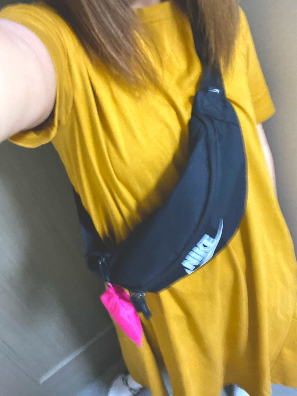 「低身長、低身長コーデ、シンプルコーデ、ワンピース、Aラインワンピース、ジーユーコーデ」｜「GUのアイテム（ワンピース/ドレス、イエロー系）」を使った、Chikkoさん（レディース・158cm）の春コーディネートの1枚目の写真