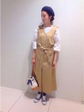 「converse」｜「アイテム（サロペット/オーバーオール）」を使った、takako☺︎さん（レディース・162cm）の春コーディネート