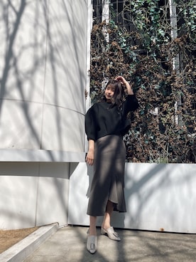 「MURUA（ムルーア）のアイテム（スウェット）」を使った、宇田川優香さん（レディース・163cm）の春コーディネート