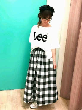 「Lee（リー）のアイテム（Tシャツ/カットソー）」を使った、miho1314さん（レディース・158cm）の春コーディネート