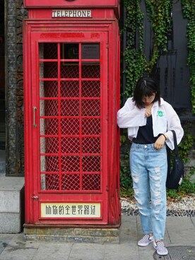 「NIKE（ナイキ）のアイテム（Fannypack、ブラック系）」を使った、hihixionさん（レディース）の春コーディネート