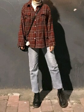「馨帮帮のアイテム（Shirts、ブラウン系）」を使った、hihixionさん（レディース）の春コーディネート