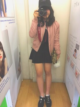 「stradivarius（ストラディバリウス）のアイテム（ブルゾン）」を使った、Hinataさん（レディース・160cm）の冬コーディネート