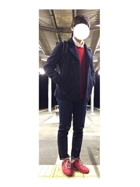 ピーコートを使った 赤い靴 のメンズ人気ファッションコーディネート ユーザー その他ユーザー Wear